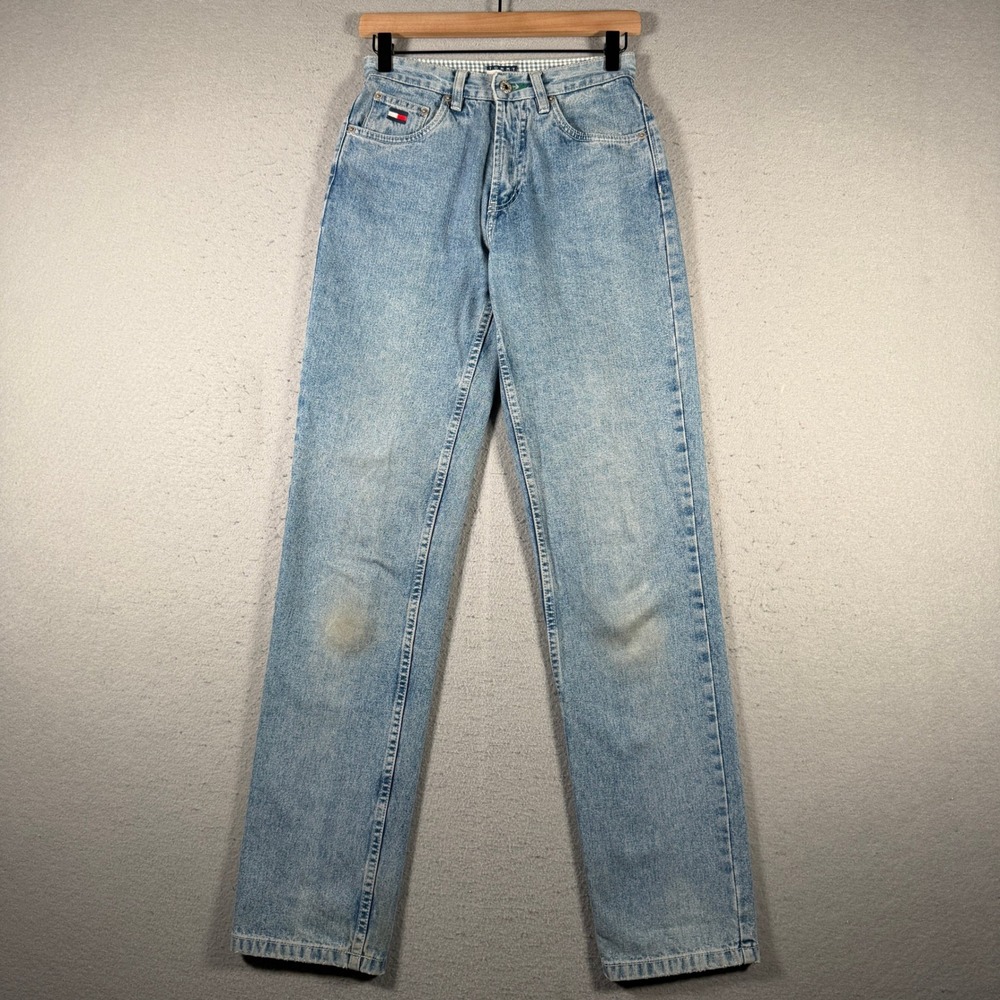 Tommy Hilfiger Vintage High Waisted Straight Leg Light Wash Jeans Womens 4 26x33